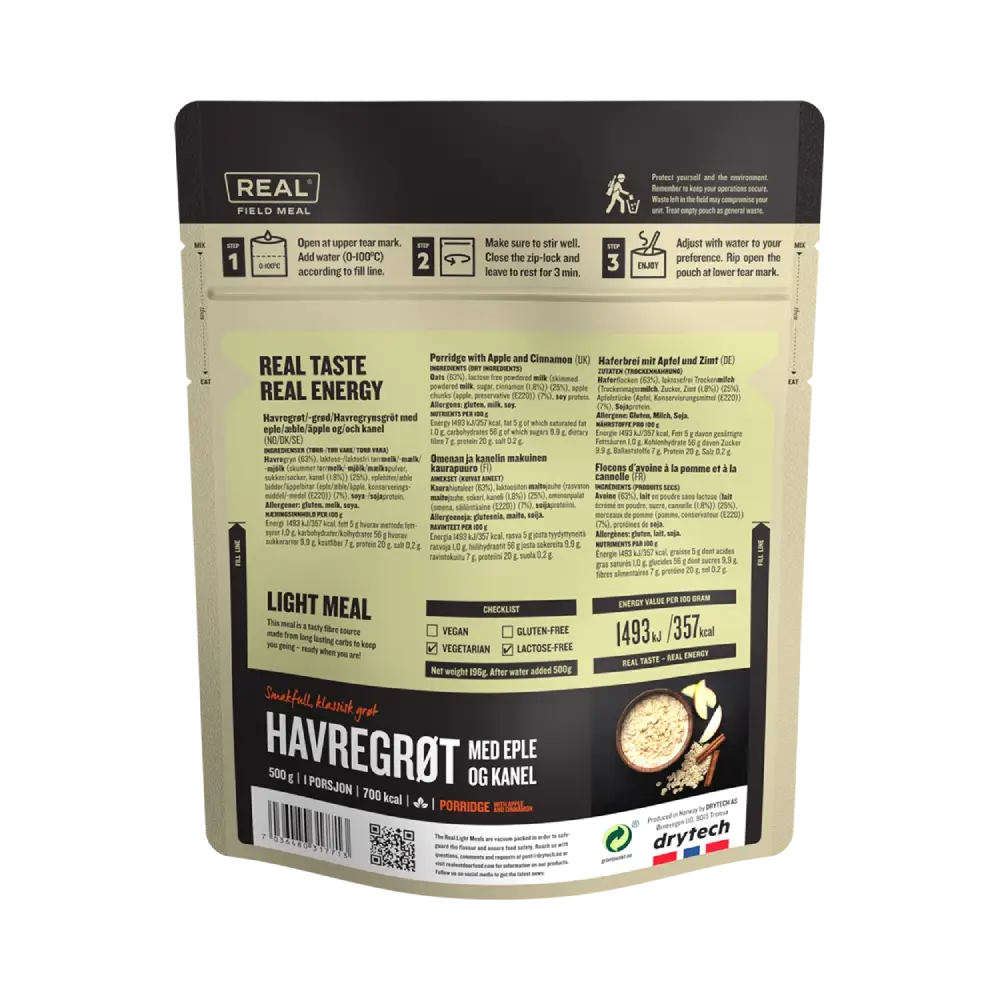 REAL Field Meal Porridge with Apple and Cinnamon