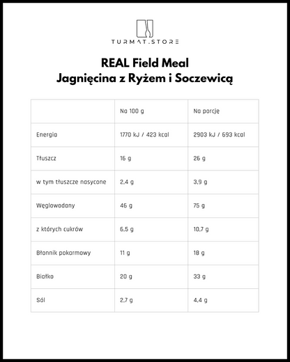 REAL Field Meal Jagnięcina z Ryżem i Soczewicą