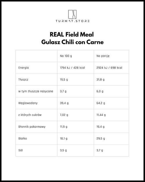 REAL Field Meal Gulasz Chili con Carne – polska wersja