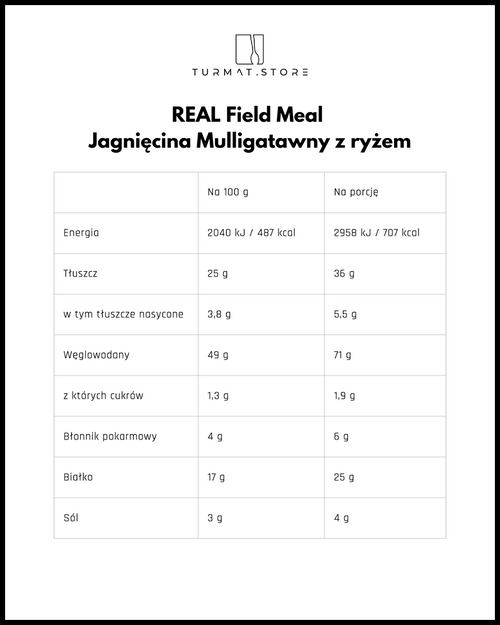 REAL Field Meal Jagnięcina Mulligatawny z ryżem – polska wersja