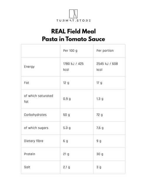 REAL Field Meal Pasta in Tomato Sauce – English version