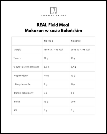 REAL Field Meal Makaron w sosie Bolońskim