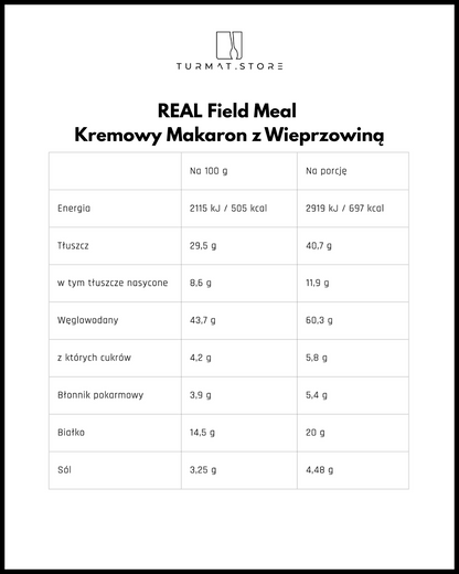REAL Field Meal Kremowy Makaron z Wieprzowiną