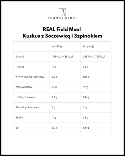 REAL Field Meal Kuskus z Soczewicą i Szpinakiem