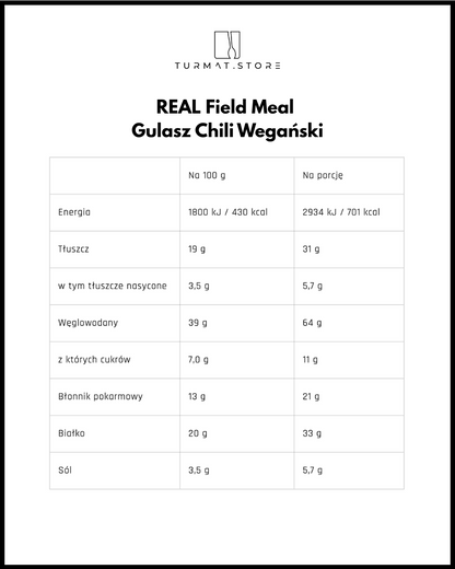 REAL Field Meal gulasz chili wegański