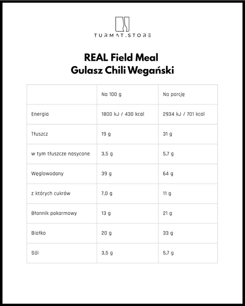 REAL Field Meal gulasz chili wegański – polska wersja