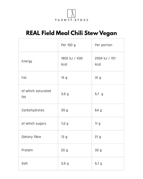 REAL Field Meal Chili Stew Vegan – English version