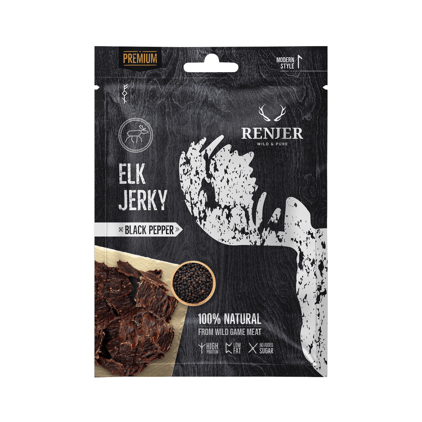 RENJER Elk Jerky Black Pepper 25g