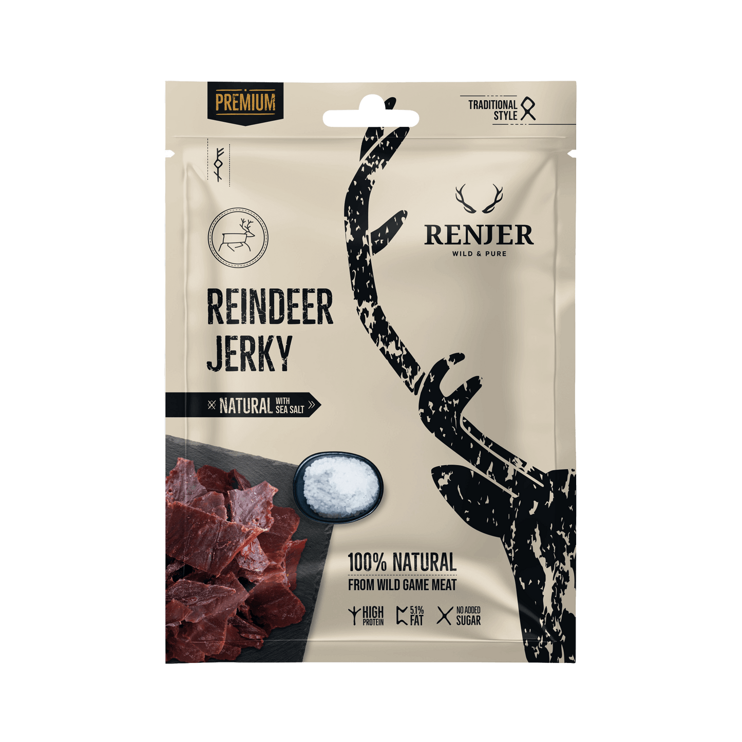 RENJER Reindeer Jerky Sea Salt 25g