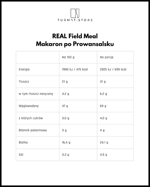 REAL Field Meal Makaron po Prowansalsku – polska wersja