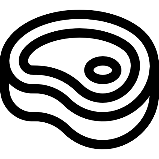Black and white icon of a meat slice
