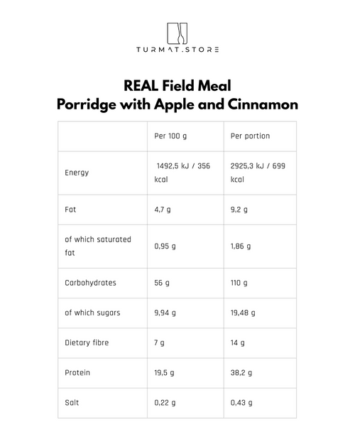 REAL Field Meal Porridge with Apple and Cinnamon – English version
