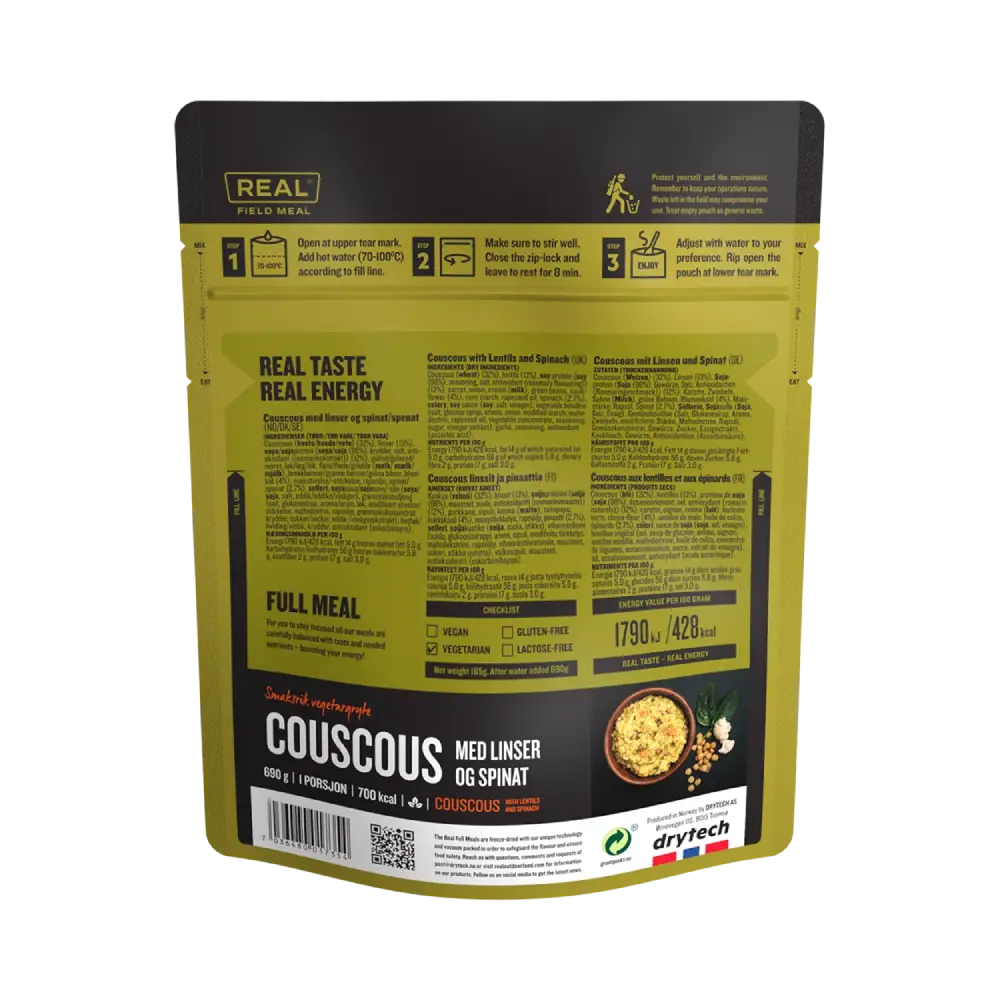 REAL Field Meal Kuskus s čočkou a špenátem