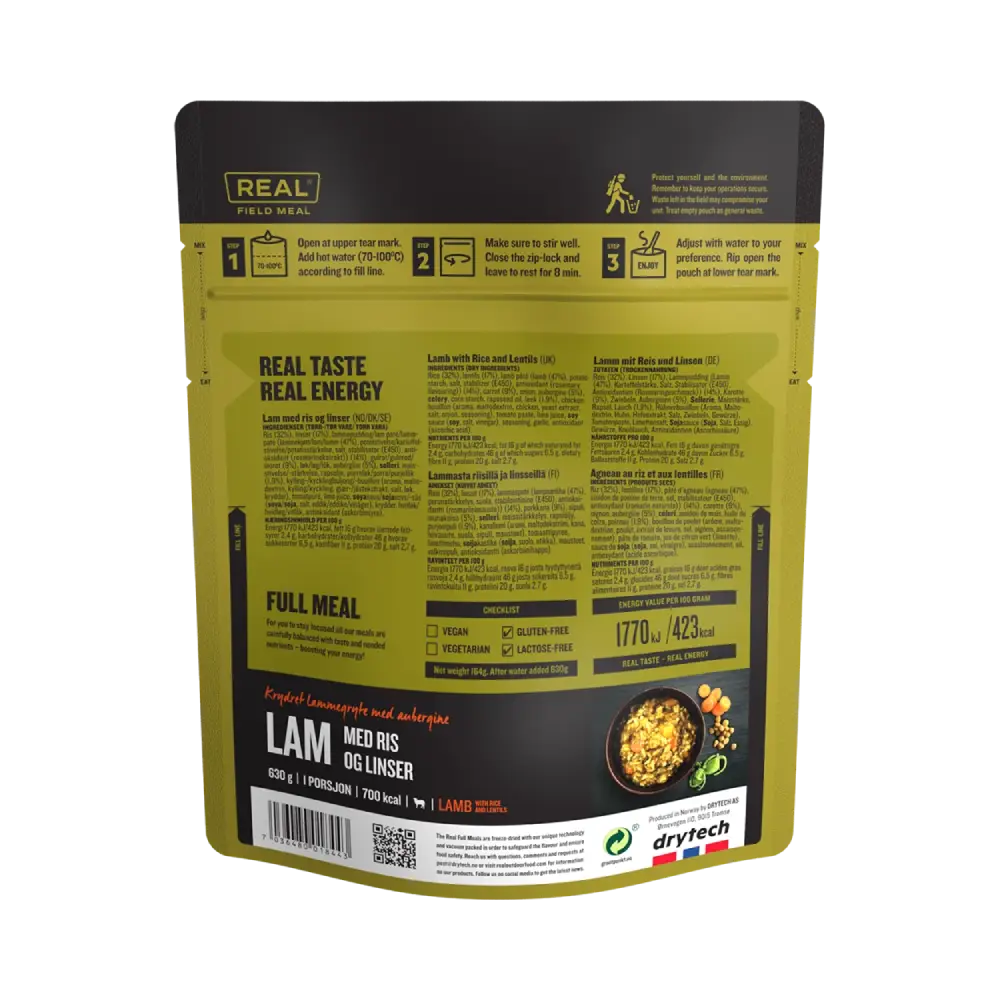 REAL Field Meal Jagnięcina z Ryżem i Soczewicą