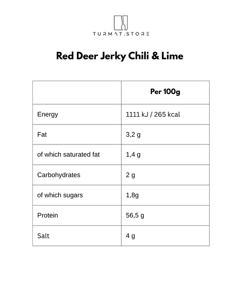 RENJER Red Deer Jerky Chili & Lime 25g – English version