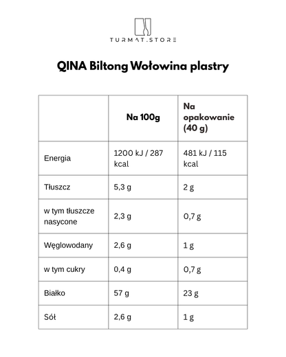 QINA Biltong Wołowina plastry